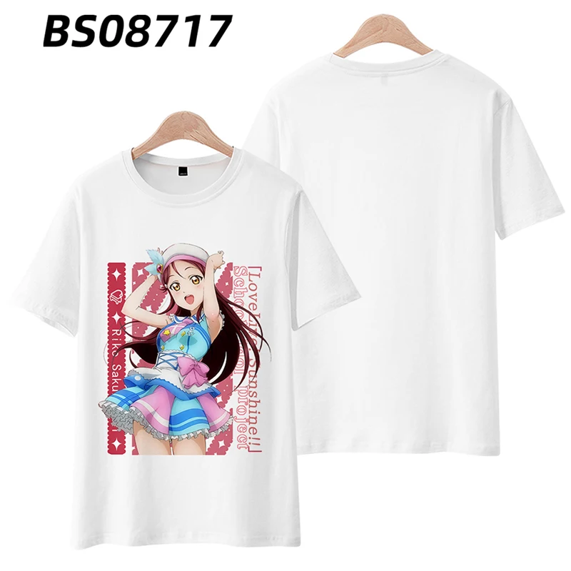 Camiseta de Anime LoveLive Sunshine School Idol Project para hombres y mujeres, camisa de gran tamaño con estampado 3D, cuello redondo, camisetas