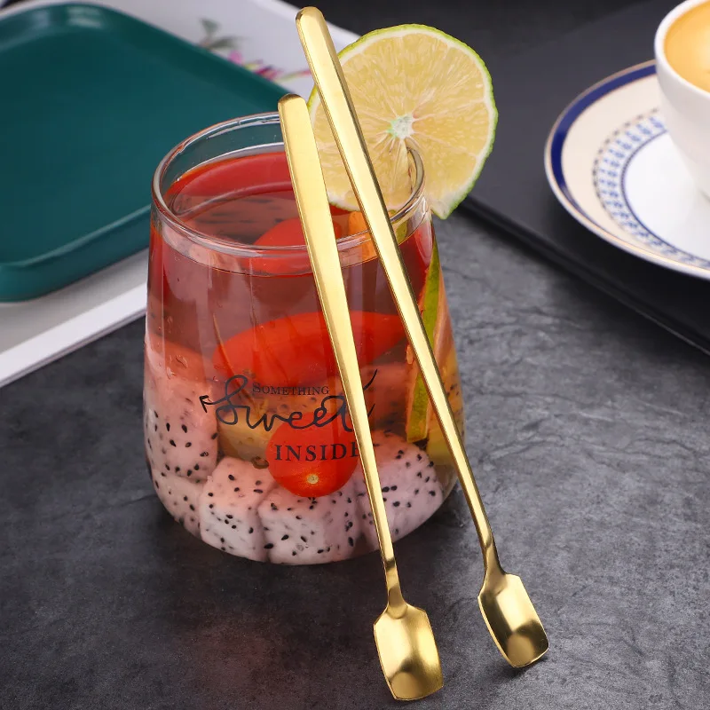 1 pz 304 set di stoviglie in acciaio inox cucchiaino da tè Dessert caffè gelato cucchiai accessori da cucina strumenti da Bar nuovo manico lungo