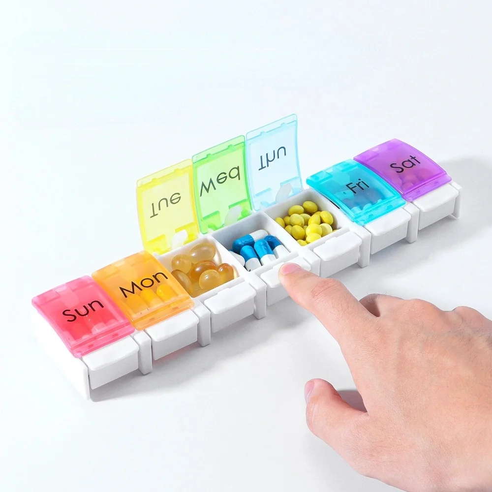New Portable Premuim Weekly 7 Day Large Capacity Pill Case Box Organizer Daily Storage for Vitamin Dispenser Medicine Fish Oils