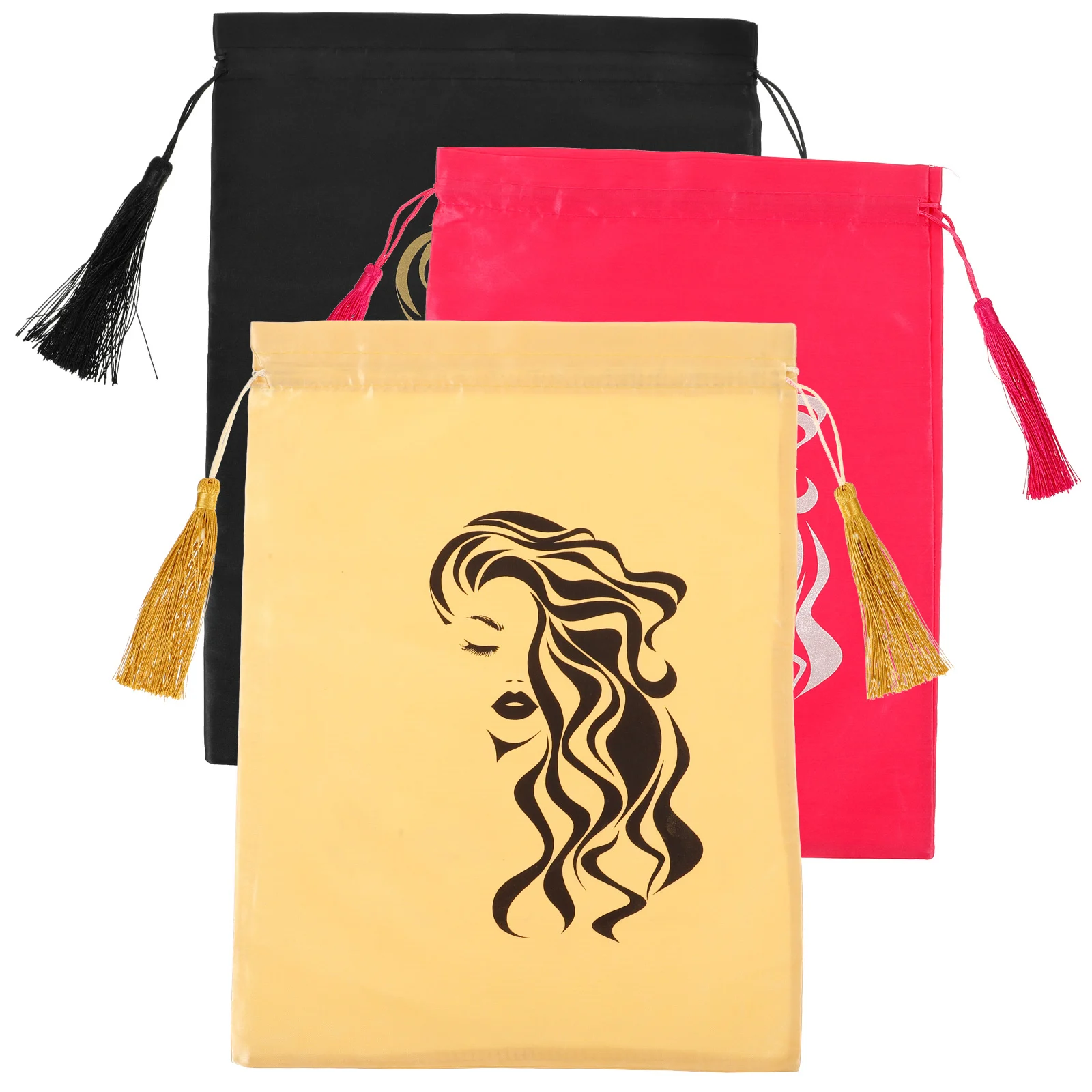 

3pcs Satin Drawstring Storage For Travel Storage Hair Business Organizer Multiple Satin Bags Wigs Pouch