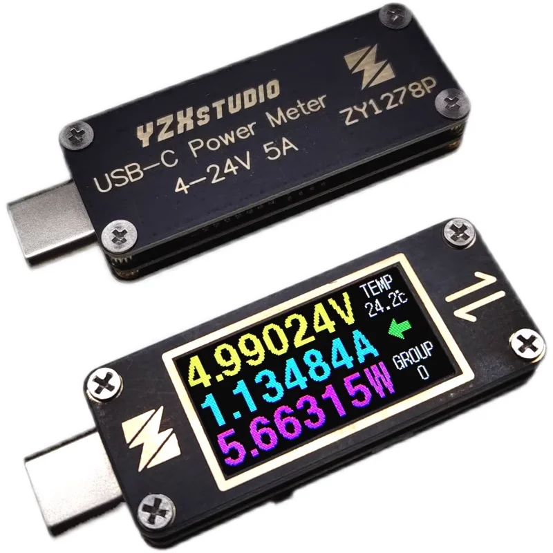 Mini USB-C PD Tester, Tensão e Corrente Ripple Waveform Tabela, YZXSTUDIO, ZY1278E