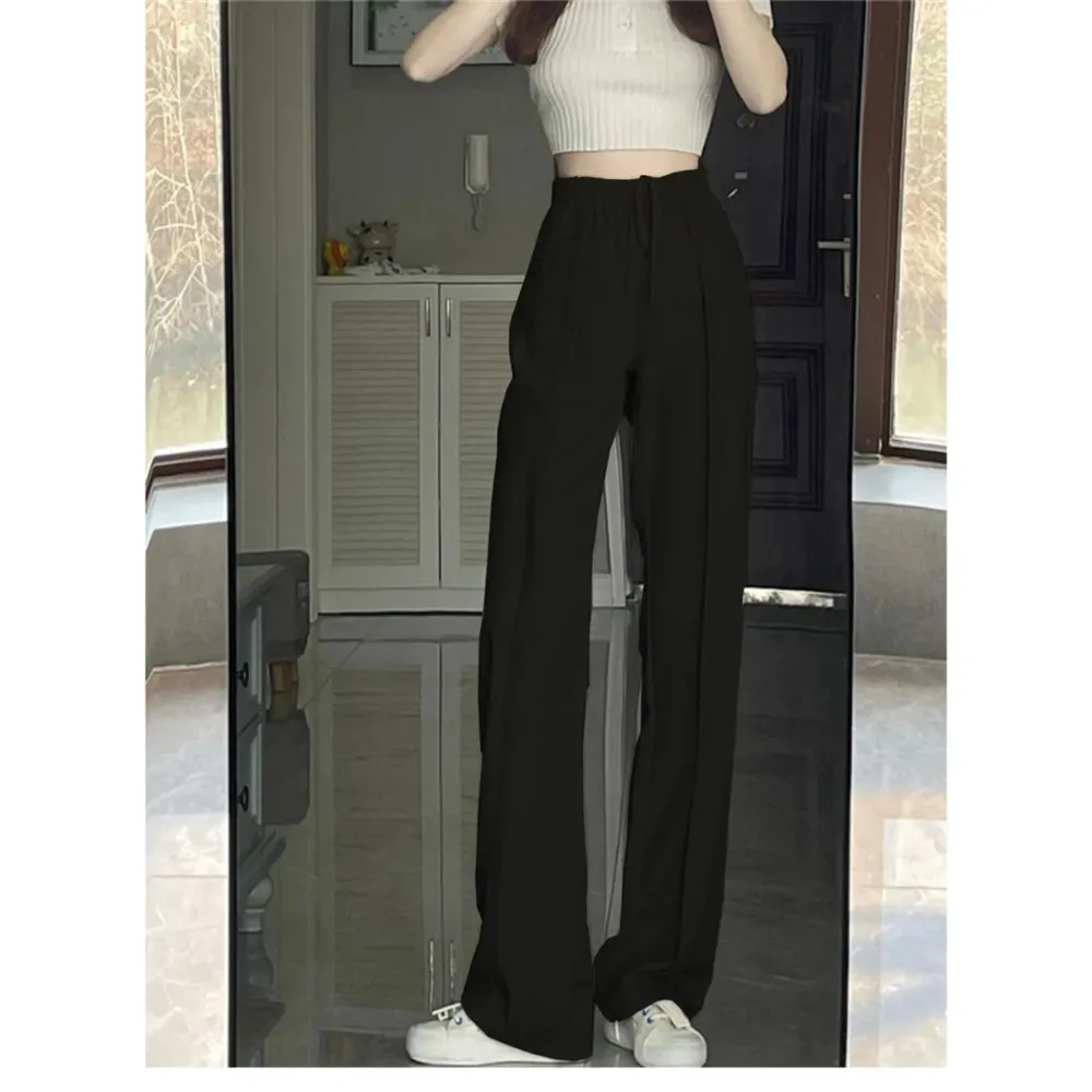 High Waist Vintage Casual Y2k Street Style Straight Trousers Female Korean Harajuku Aesthetic Goth Wide Pants Solid Loose Pants