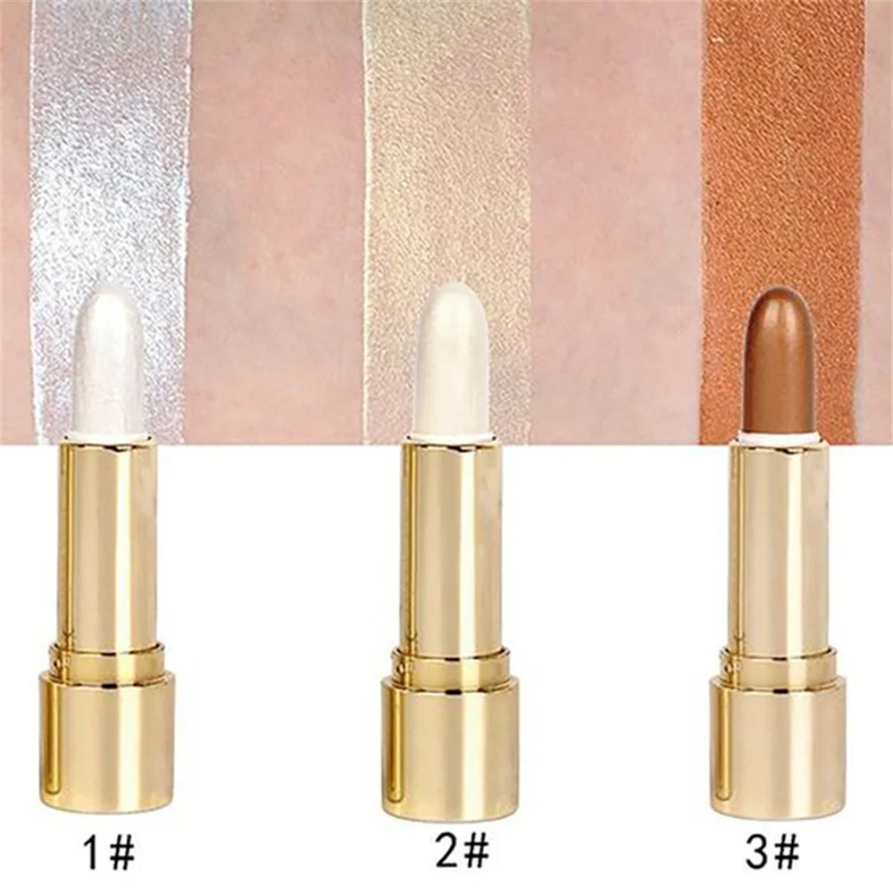 3 Color 3D Face Brighten Highlighter Bar Cosmetic Face Contour Bronzer Shimmer Highlighter Stick Concealer Cream Makeup Tool