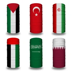 Palestine Iran Qatar Saudi Arabia Flag Pattern Headwear Neck Gaiter Warmer West Asia National Flag Face Bandana Biker Tube Scarf