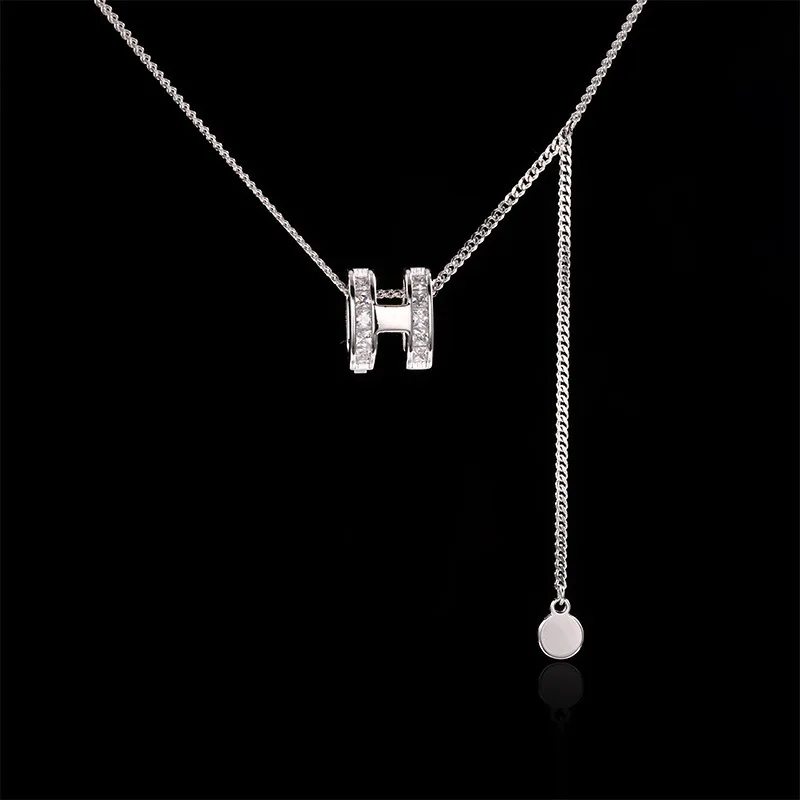 

Элегантное универсальное ожерелье во французском стиле для женщин, эксклюзивный дизайн, легкий люкс, вязаная цепочка с буквой H