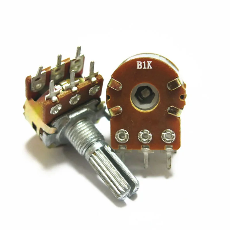 5PCS/LOT WH148 Type Dual potentiometer With Switch 6PIN B1K 2K 5K 10K 20K 50K 100K 250K 500K 1M H=15MM 20MM Potentiometer