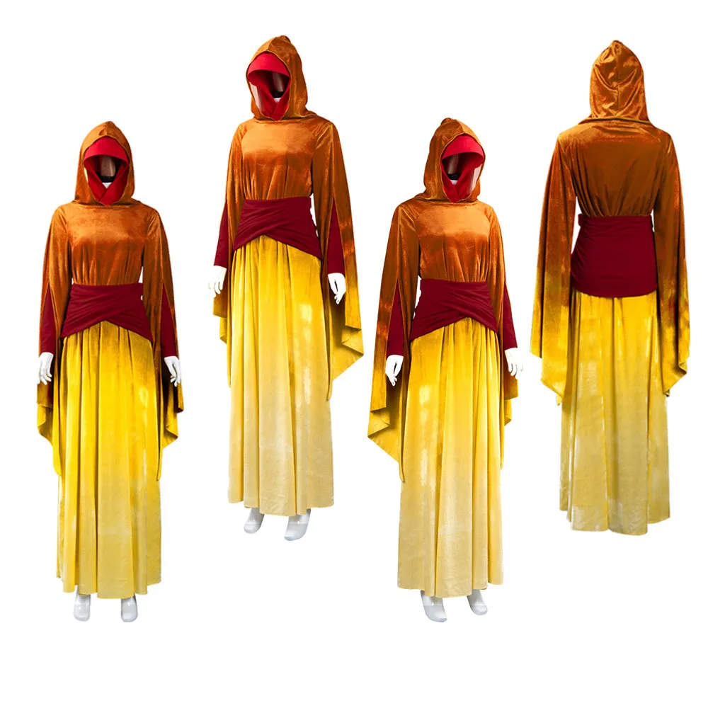 

Female Padme Cosplay Costume Dress Movie Space Battle Halloween Party Costume Cloak Adult Women Outfits Disguise Suit