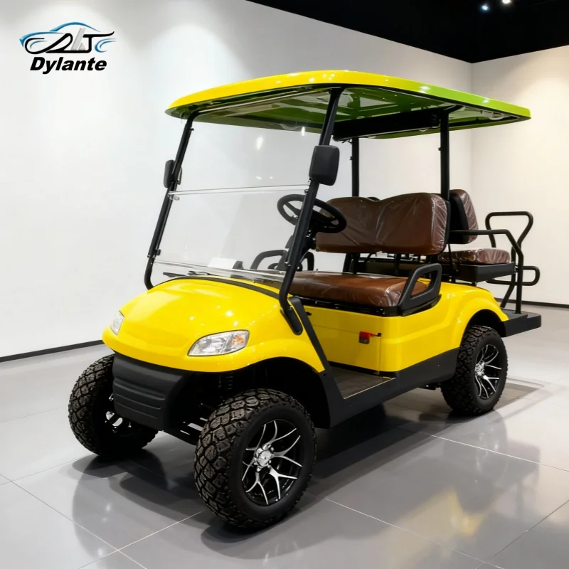 عربة جولف كهربائية مع مكبرات صوت بخاصية البلوتوث قابلة للطي للزجاج الأمامي 2 + 2 4 مقاعد سكوتر كهربائي عربة السيارة من المصنع مباشرة