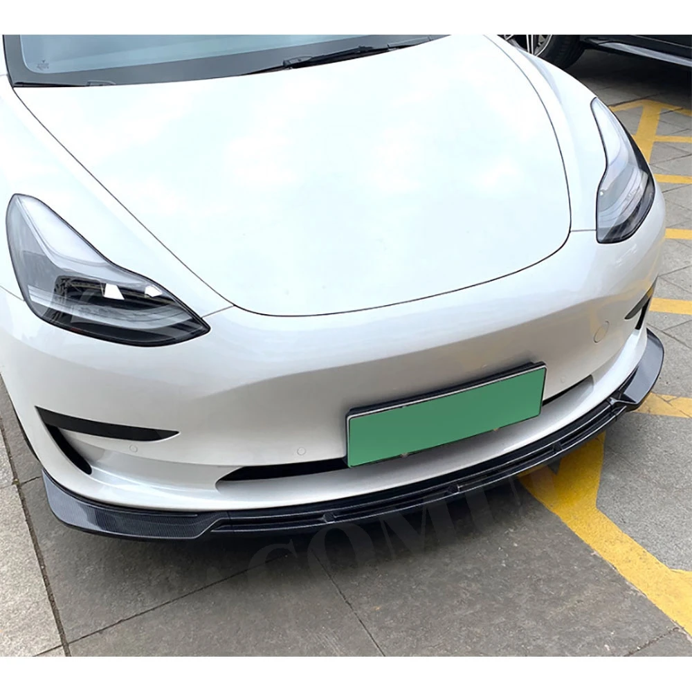 

VACOMUL VACOMUL ABS Carbon Front Lip Spoiler For Tesla Model 3 2017+ Diffuser Splitter Spoiler Protector Car Bumper Chin Guard