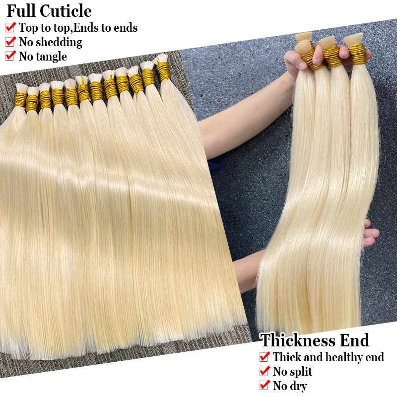 613 Menselijk Haar Bulk Voor Het Vlechten Van Geen Inslag 100% Human Hair Extensions Cheveux Vietnamita 1b 613 Honingblonde Steil Maagdelijk Haar