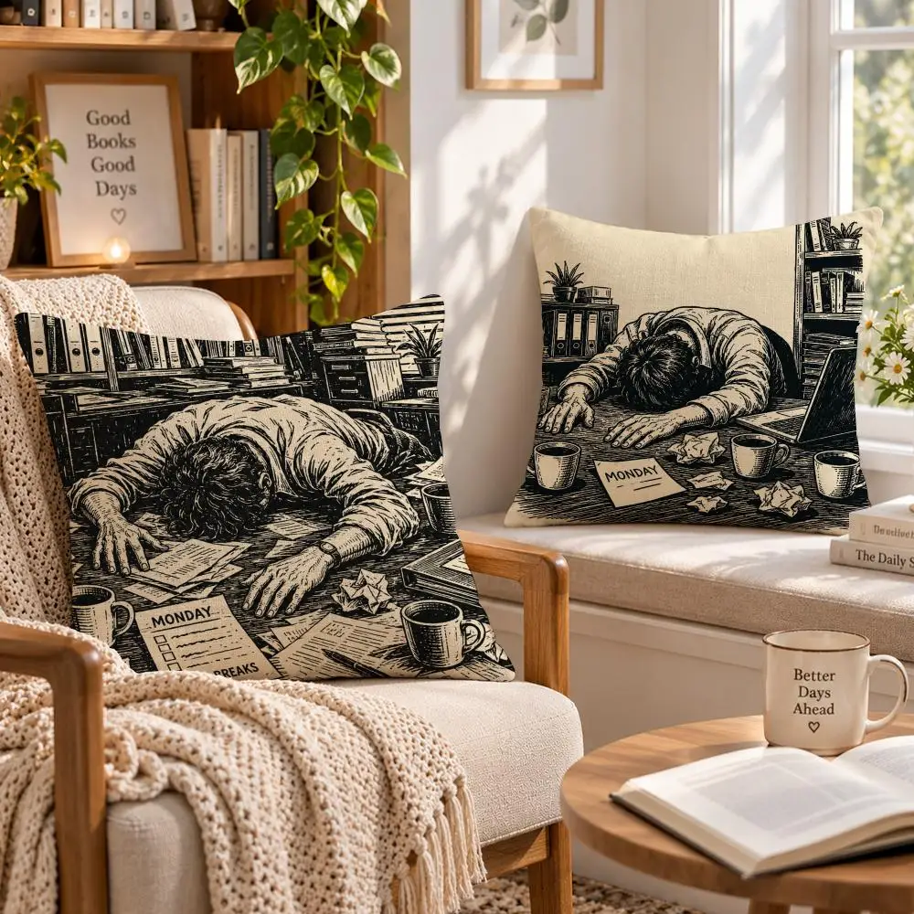Quote Funny N-Nearly Kills You Coffee Cushion Cover Soft Short Cover Washable Sofa Bed Dorm Garden Home Office Chair Decor