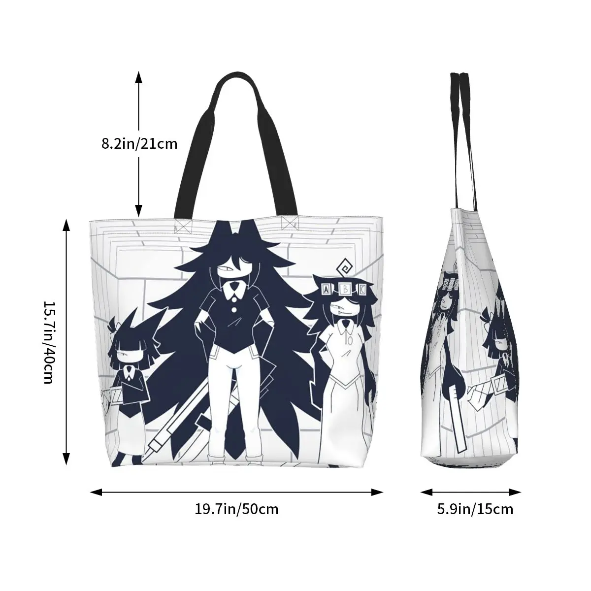 FPE Miss Circle Doodle Cartoon Game Shopping Tote Bag Canvas Large Capacity Shoulder Bags Shopper Grocery Handbag for Women