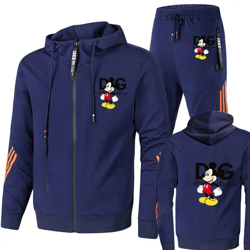 جديد ديزني ميكي ماوس مجموعة رياضية غير رسمية الرجال الخريف جاكيت زيبرا + فستان أطفال مع سروال داخلي 2 قطعة مجموعة الرجال التخسيس موضة الرجال الشارع ث