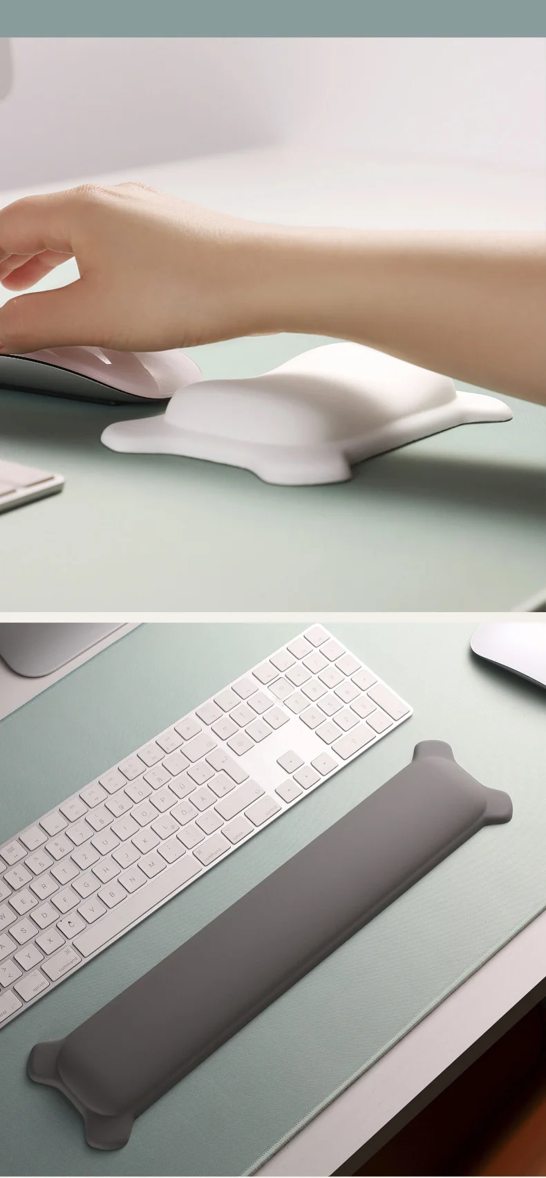 Silikon-Handgelenkauflage, Mauspad, Tastaturunterstützung, ergonomische Schreibtischunterlage für Büro und Gaming, 5 Farben, 2 Größen – Detail 6