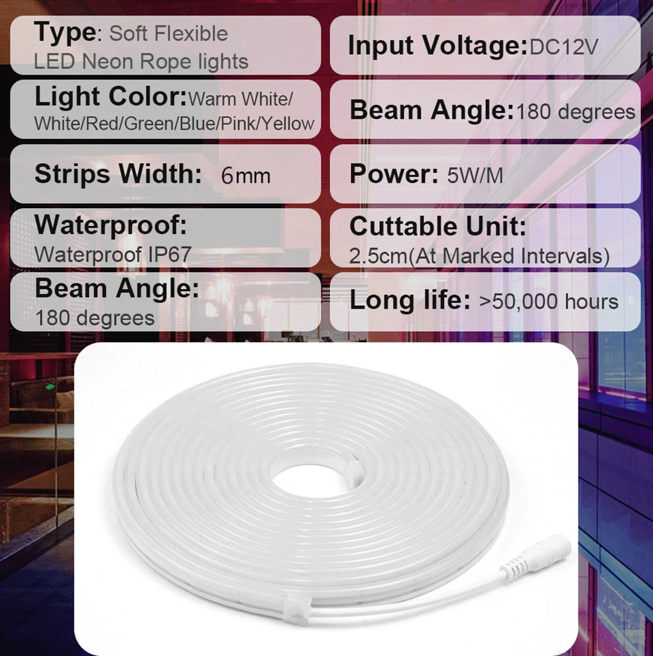 LED Neon Strip Light Touch Sensor Dimmable Led Tape Neon Lights 12V EU US Plug Flexible Ribbon Waterproof For Home Decoration