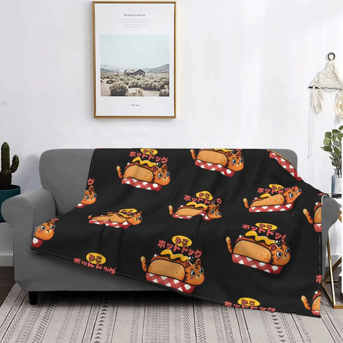 Hot Dog Cat Blanket A Cut And Agile Cat Fleece Velvet Autumn/Winter Ultra-Soft Throw Blankets For Bedding Plush Thin Quilt