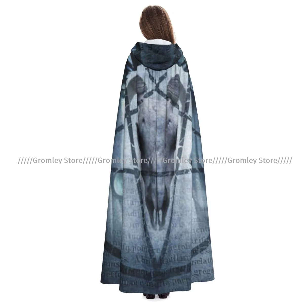 Pentagram Goat Skull Devil Witch Cloak Halloween Cosplay Costume Adult Unisex Cloak Retro Ages Cape