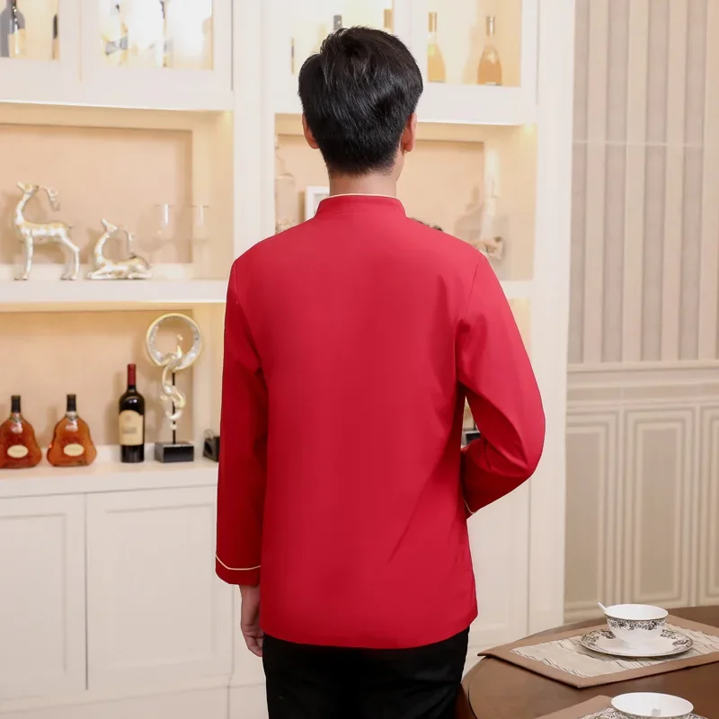 中華レストランウェイトレス制服コート長袖作業服ホテルケータリングフードサービスファーストフードウェイターオーバーオールワークトップス