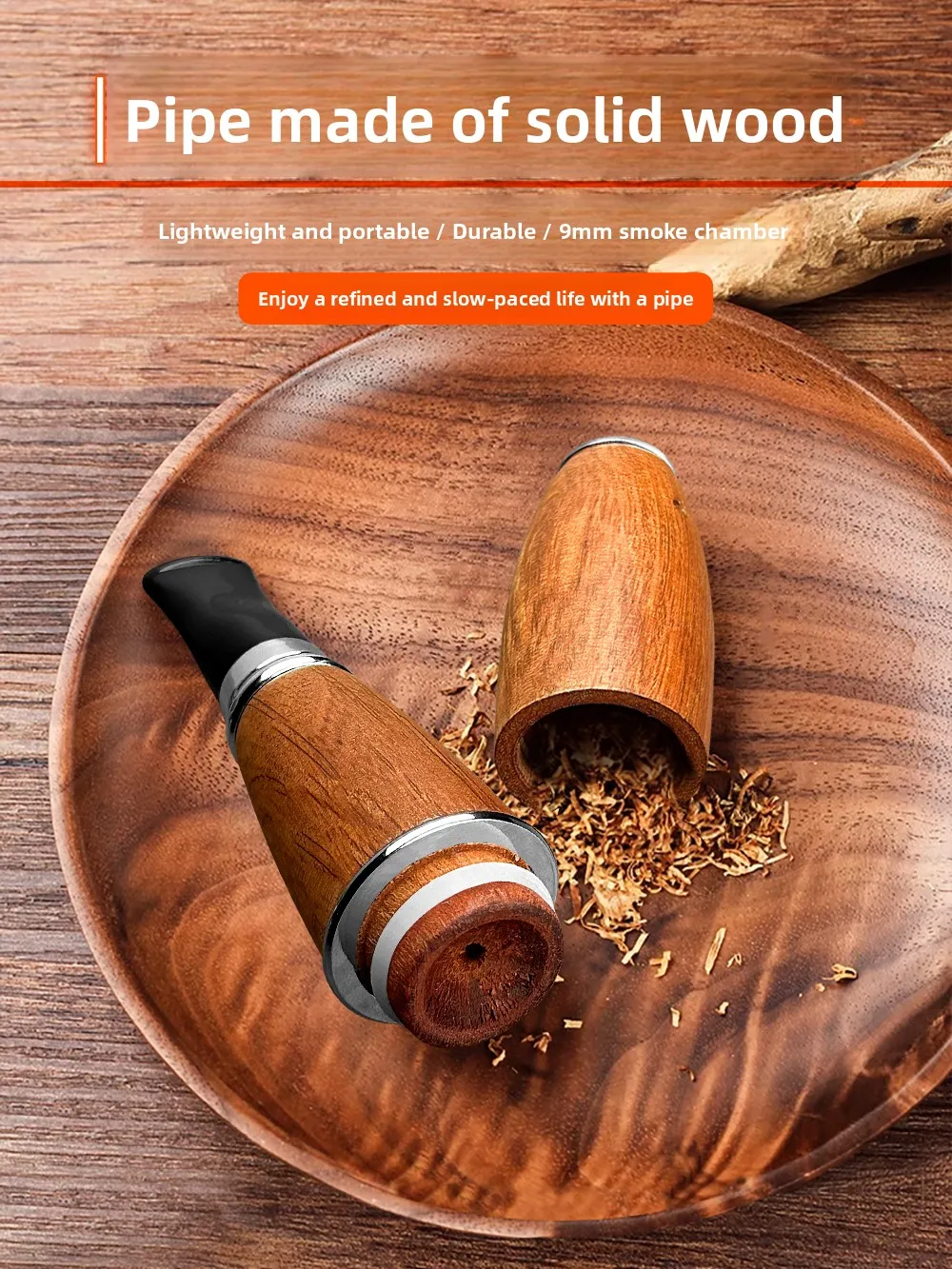 

Handmade Real Wood Fishmine Airship Cigar Pipe Portable Windproof Matchbox Set Stanwayl Straight Style Smoking Pipe for Men
