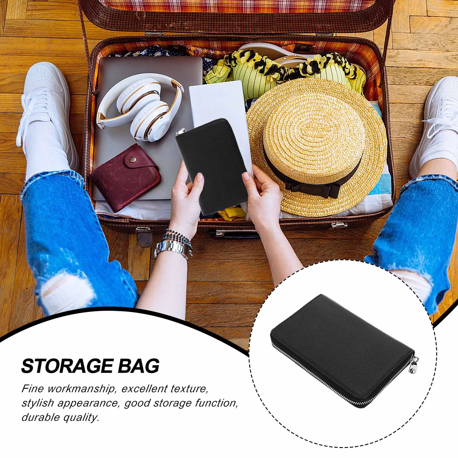 

Large Capacity Zipper Wallet Genuine Cowhide PU Card Holder for Women Multi-Slot Coin Purse Organizer Daily Use Gift