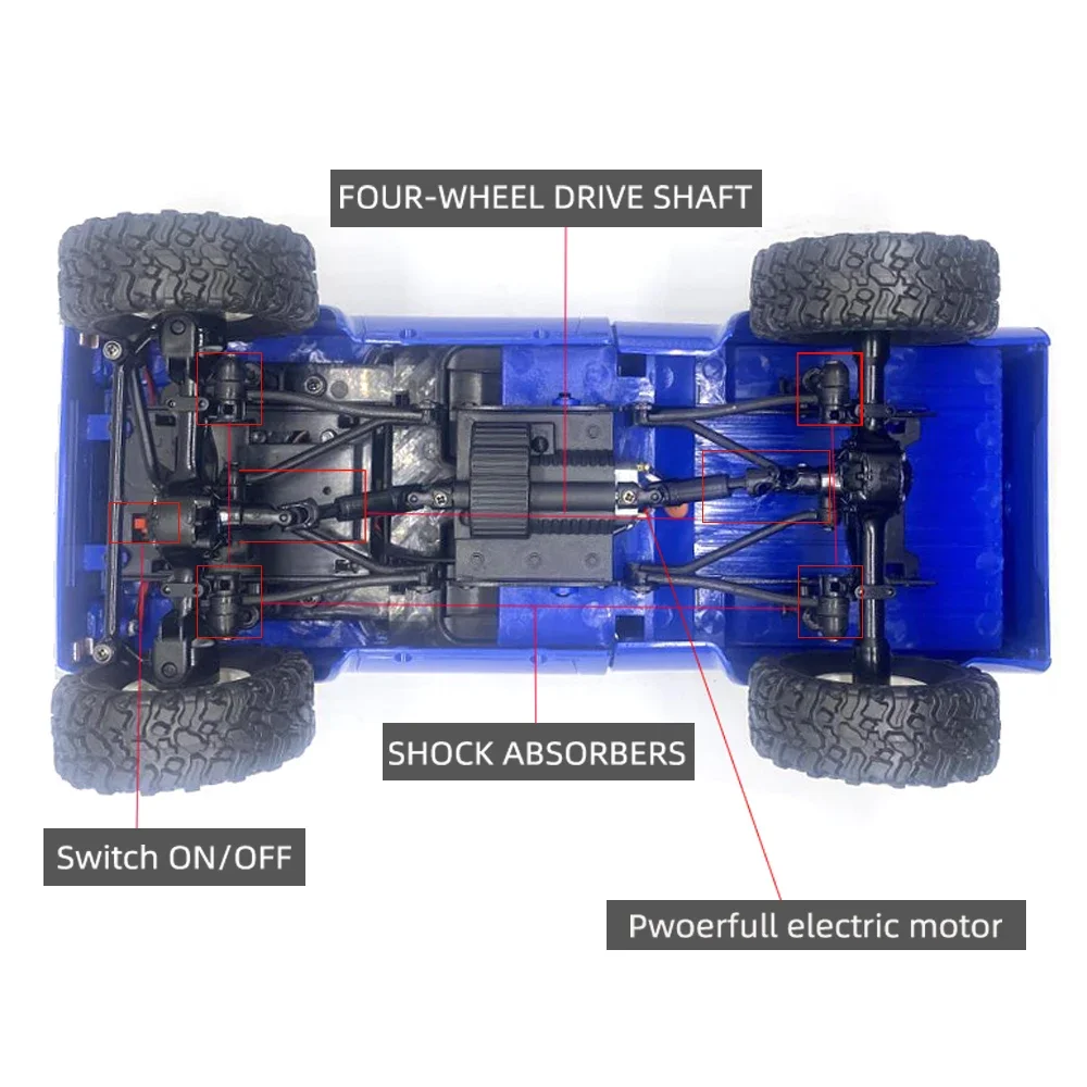 Wpl C24-1 carro rc em escala completa 1:16 2.4g 4wd rock crawler carrinho elétrico caminhão de escalada luz led on-road 1/16 para crianças presentes brinquedos