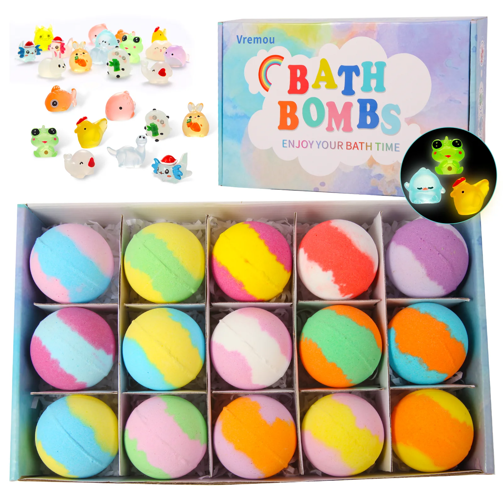 

Bath Bombs for Kids with Surprise Inside,15 Pack Natural Organic Kids Bubble Bath Fizzy for Girls Boys with Bath Toys Inside