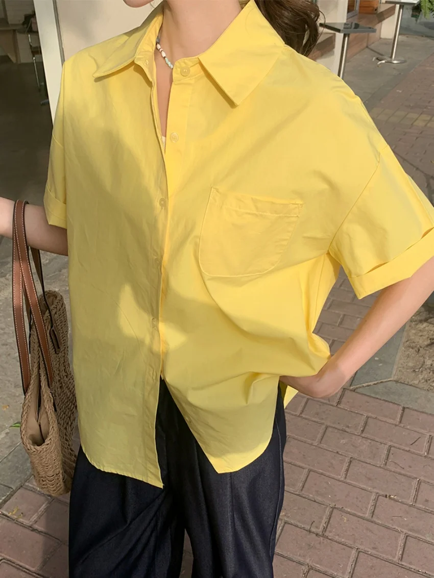 Alien Kitty 5 Colors Women Minimalist Shirts Chic Loose Short Sleeve Gentle Summer All Match Streetwear Daily Fashion New