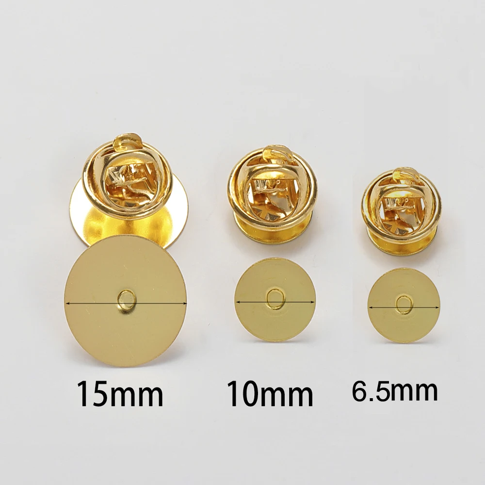 50 pz/lotto spilla piatta sperone Stud Badge Base 4-15mm spilla Pin Clip per gioielli fai da te che fanno accessori per corpetto bottone gemello