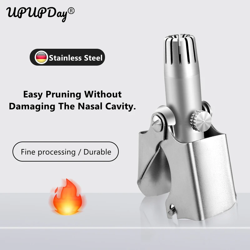 Stainless Steel Nose Hair Trimmer with Cleaning Brush Manual Operation Scissor for Nose Hair High Safety Nasal Shaver Men Women