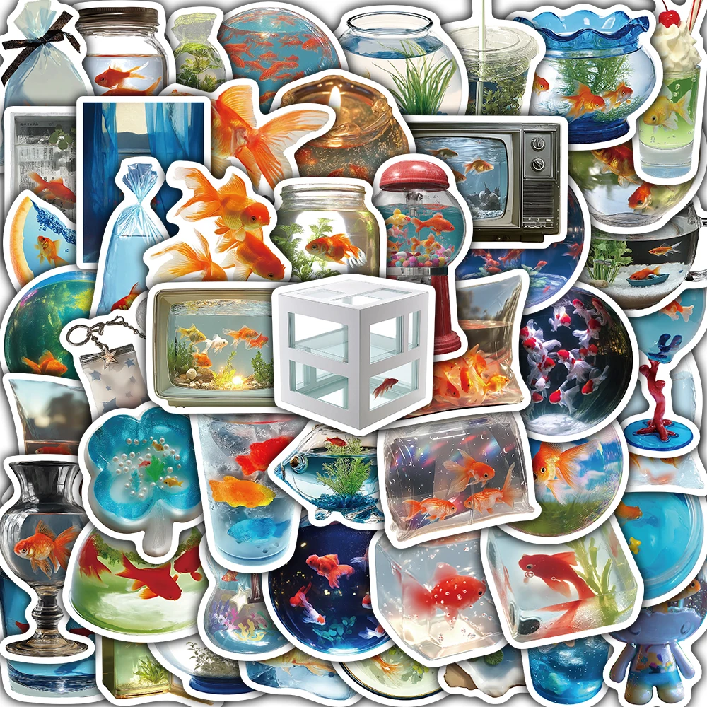 50PCS Dream Core Goldfish Stickers Notebook Cartoon Laptop Paper Water Cup Personalized Guitar Waterproof for Phone Sticker