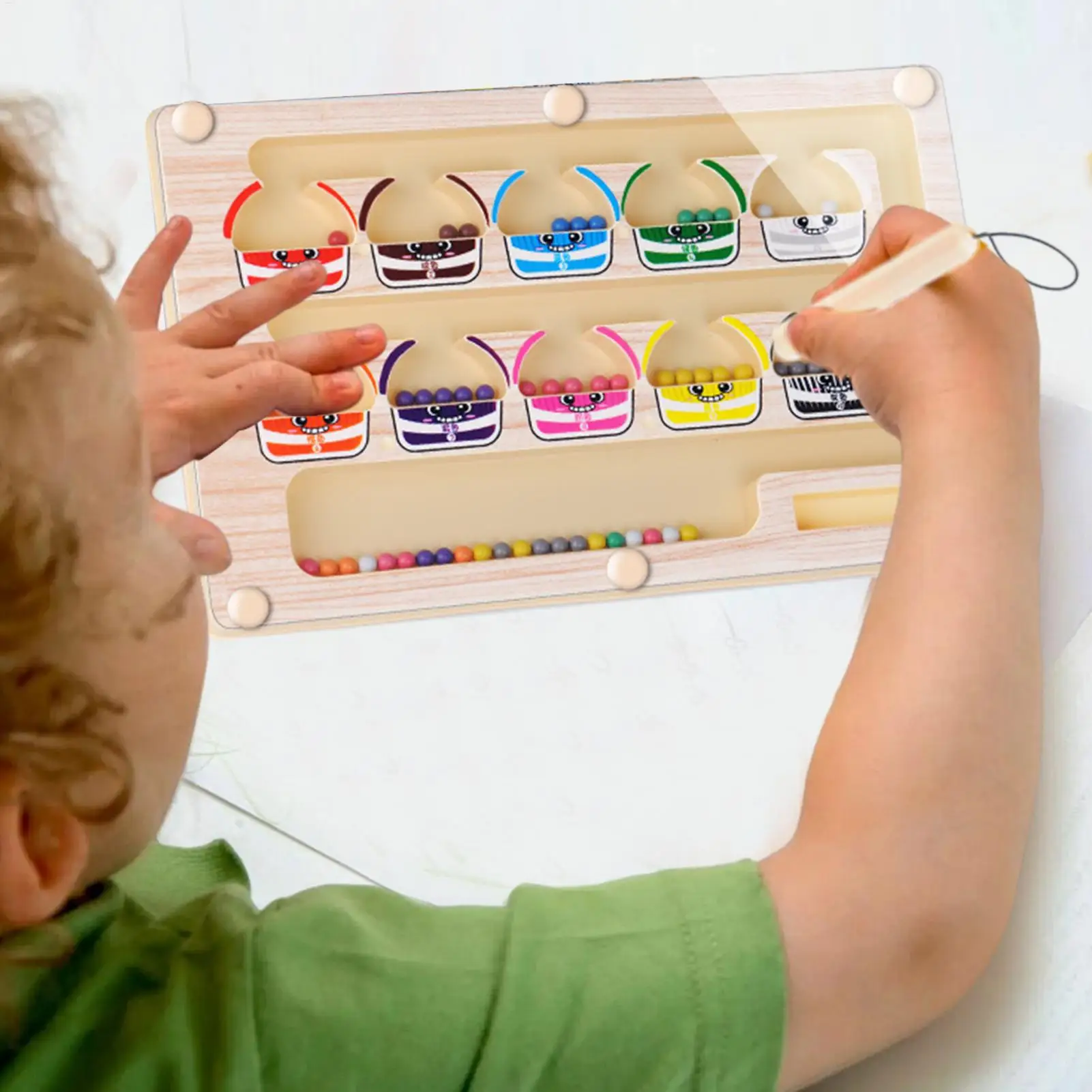 Laberinto de clasificación de colores magnéticos Montessori, juguetes de laberinto de números, rompecabezas de madera, tablero de actividades, juguetes de motricidad fina para niños pequeños y niñas