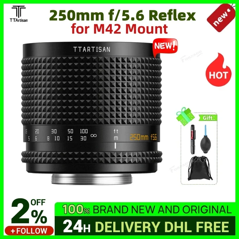 TTArtisan 250mm F5.6 Reflex Full Frame Manual Focus Lens for Mirrorless Camera Photography with M42 Mount with Doughnut Bokeh