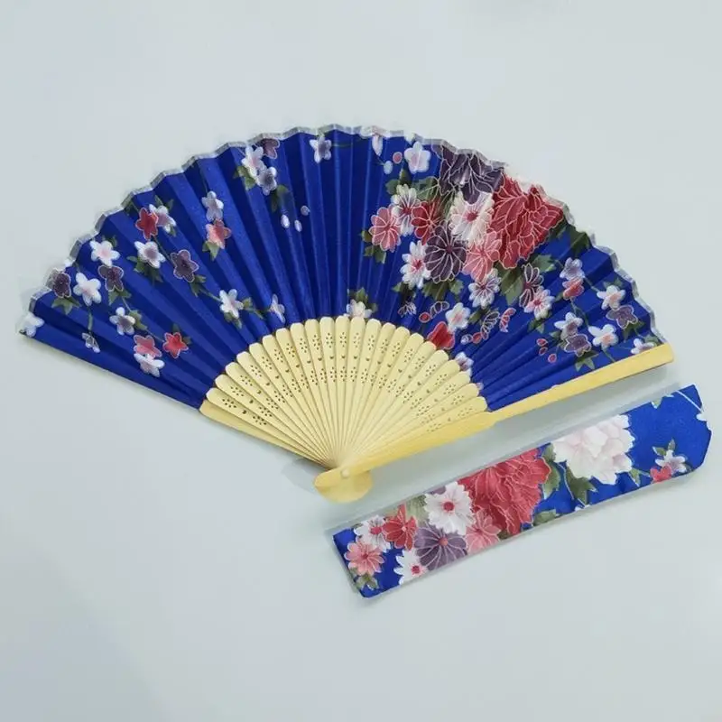 Japanese Flower Hand Fan for Women Festival Gift Performances Dance Wedding 