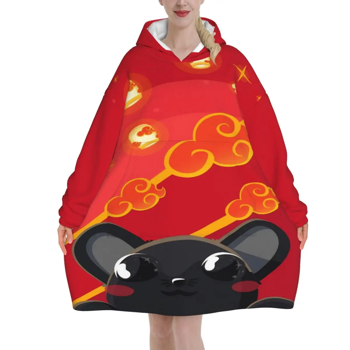 Adopt Me Cartoon Game Blanket Hoodie Oversized Wearable Sweatshirt Blanket Warm Gifts for Women Girls Girlfriend