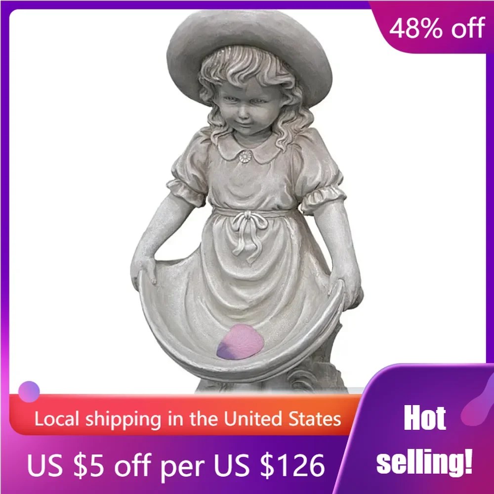 SH38101213 Sophie in Her Sundress Garden Statue Bird Bath Feeder Sculptures & Figurine 21 Inch Home Decoration Decorations Decor