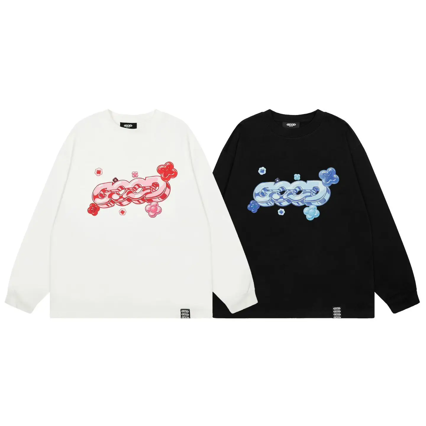 

Высококачественная модная футболка Good Brand, Новое поступление, хорошая мерцающая футболка с длинными рукавами и цветочным принтом, унисекс, универсальный базовый слой