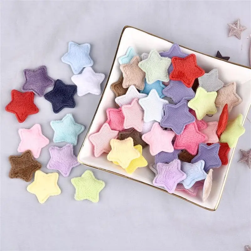 50Pcs 25mm Fur Padded Star Patches Stickers Sew Clothes Jeans Patches Diy Coats Applique Handmade Patchwork Accessories