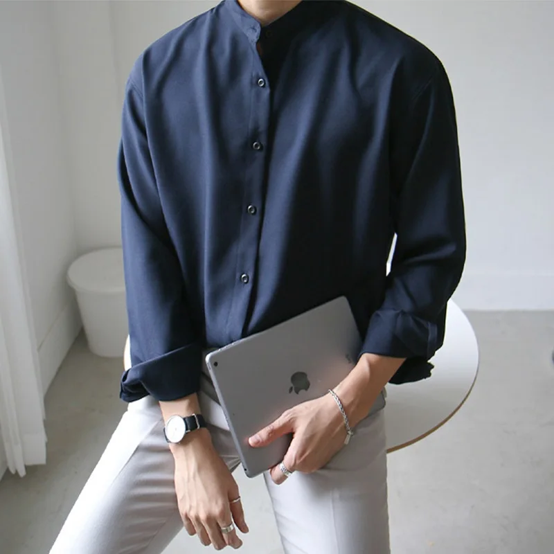 

Sli воротник-стойка Long Sve мужская irt повседневная корейская мода весенне-осенняя верхняя одежда однотонная молодежная тенденция