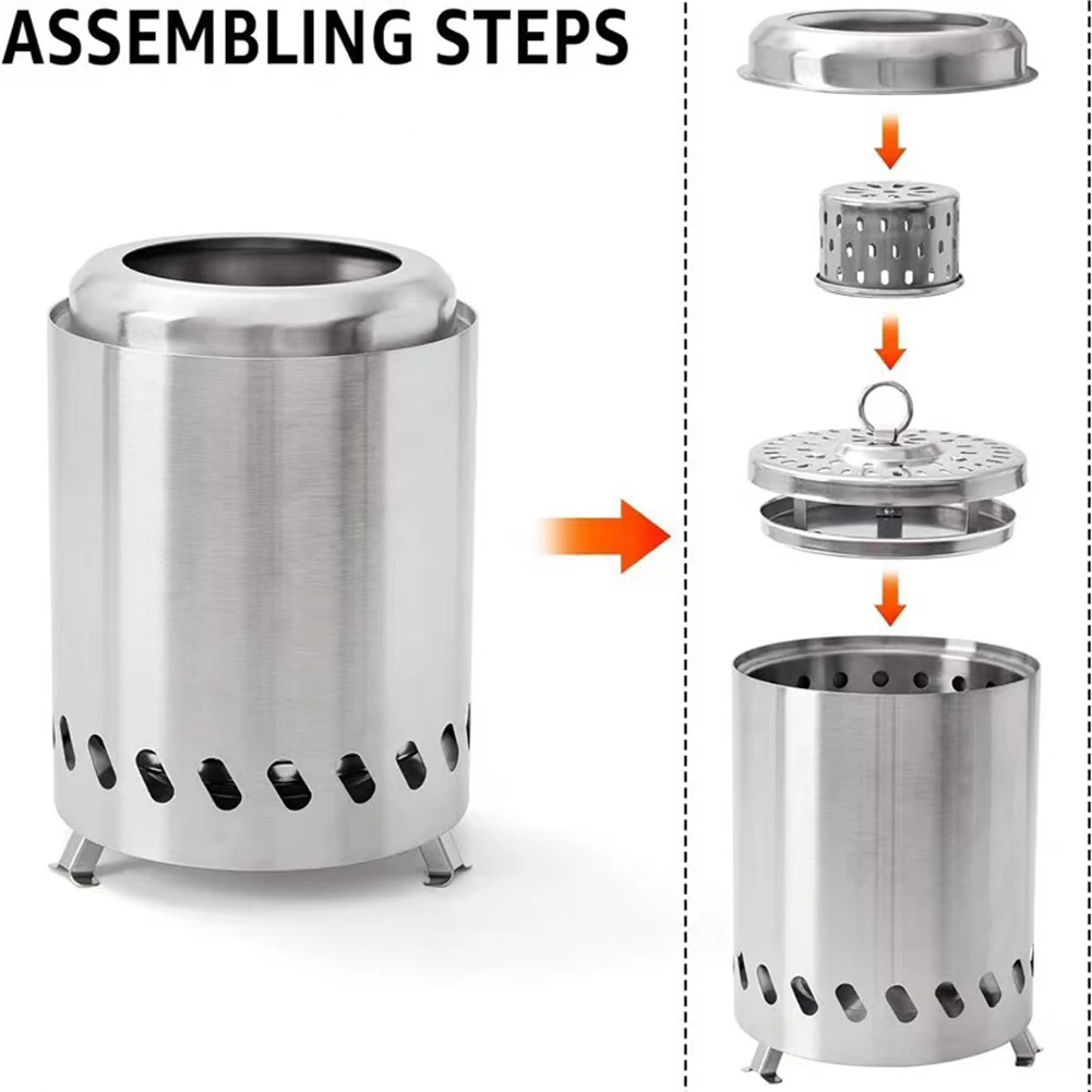 

Smokeless Tabletop Fire Pit Stainless Steel Mini Tabletop Firepit Indoor Outdoor Table Top Firepit for Outside Patio Camping