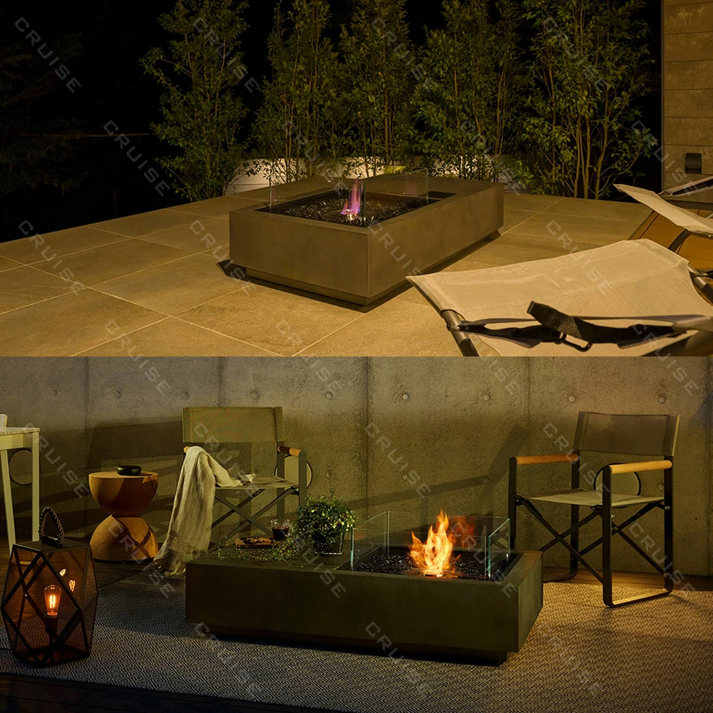 CRUISE Efficient Combustion Wood/Gas/Atomization/Electronic/Alcohol Square Metal Outdoor 1450-870-345mm Freestanding Fire Pit