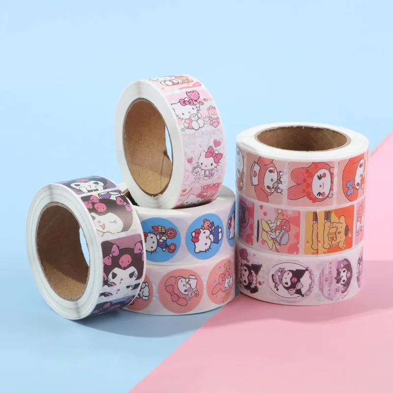 Hello Kitty Roll Stickers Cute Cartoon Versatile Water Cups Hand Account Stickers Desktop Accessories Student Gifts Wholesale