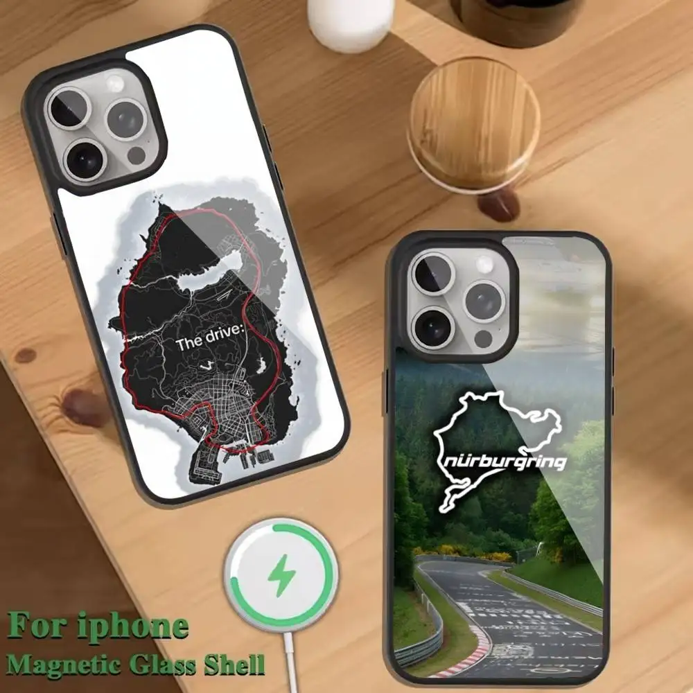 

N-Nurburgring Sport Car Phone Case For Magnetic Wireless Charge Cover For iphone 16 15 14 13 12 11 Pro Max Plus Coque