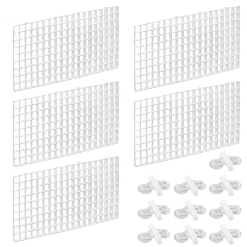 10PCS Aquarium Divider Fish Tank Divider Filter Grids Separation Grid Tray Isolation Board Grid with 20 PCS Sucker Clips