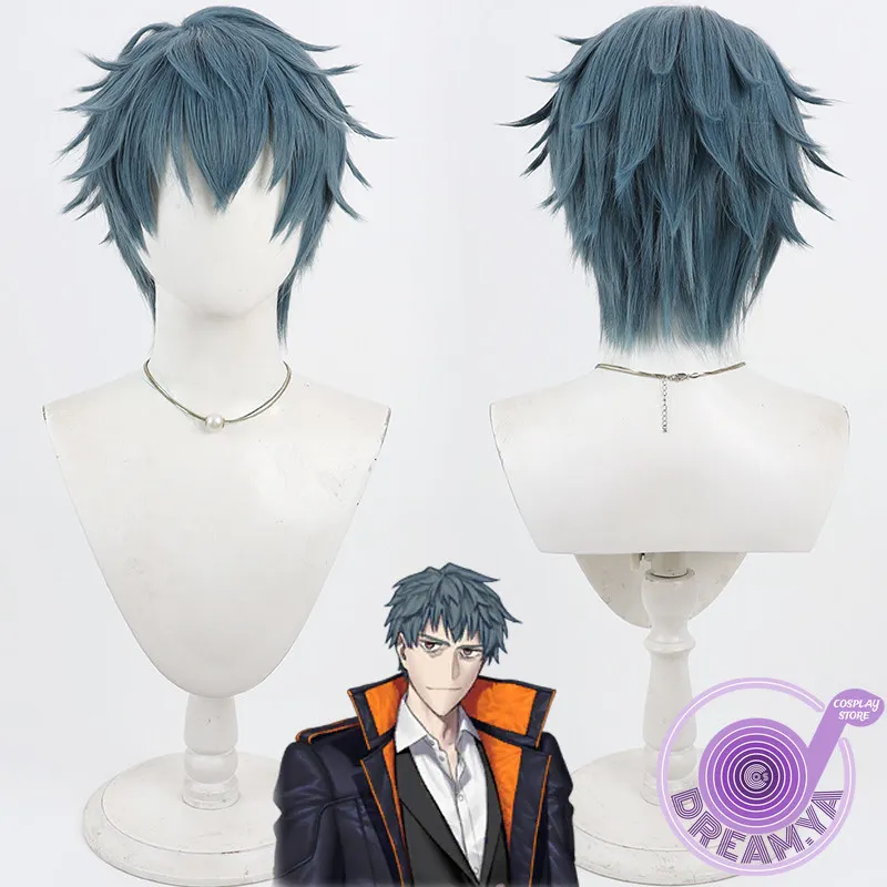 

Saitou Hajime Cosplay Wig Fate Grand Orde Blue Short Heat Resistant Synthetic Hair Halloween Party Role Play Carnival + Wig Cap