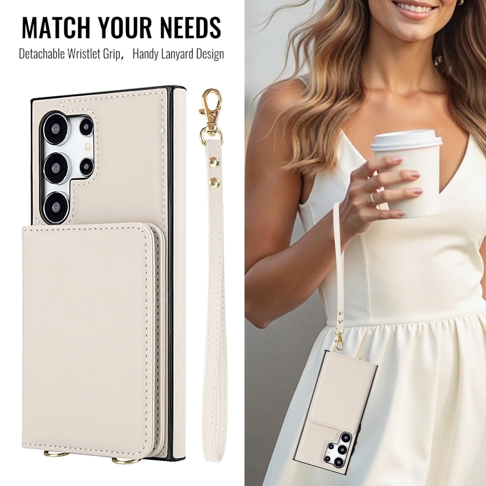 Ring Lanyard Zipper Leather Wallet Case For Samsung Galaxy A55 A15 A54 A14 A53 S25 Ultra Edge S26 S22 S23 S24 Fe Plus A16 Cover