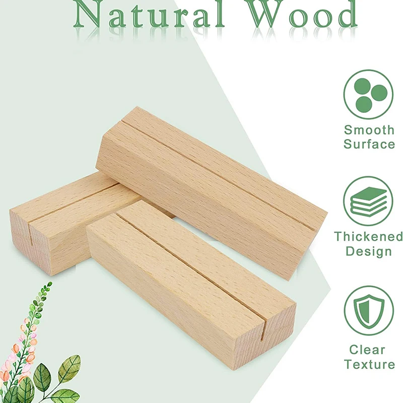 10Pcs/Pack Wooden Photo Stand Business Card Holder Rectangle Card Clip Picture Card Display Handmade Memo Holder for Home Office