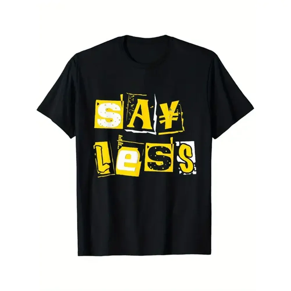 100% Cotton Stylish Men S Graphic Cotton T-Shirt Black With Yellow White Print Round Neck Short Sleeve Comfortable Stretch Casual Wear Machine Washable Golf Gift T-Shirt For Men And Women