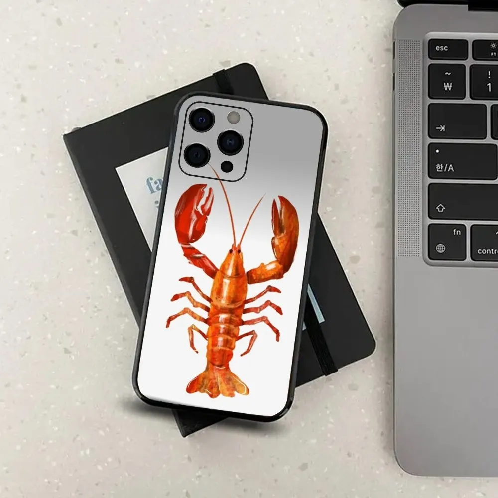 Animal Lobster Phone Case For Apple iPhone 15,14,13,12,11,Pro,X,XS,Max,XR,Plus,Mini Soft Black Cover