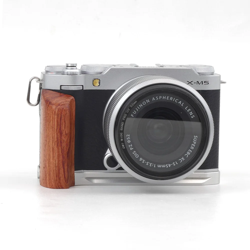 Fittest Handgrip Quick Release Plate For Fujifilm X-M5 Camera Arca Swiss Tripod Mount Wooden Handle Wood Grip Fit RRS Leofoto