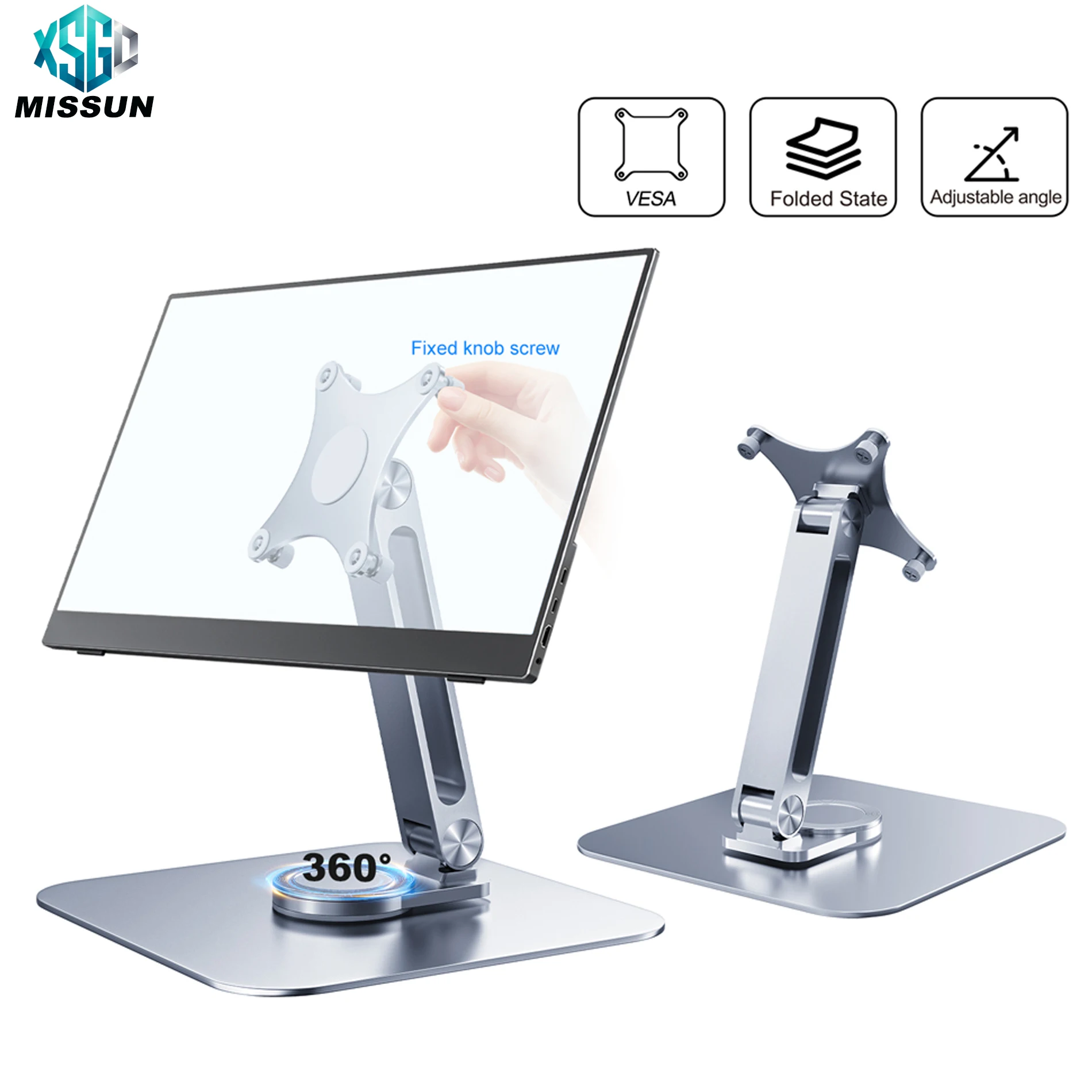 HOWENS 360 ° Drehbarer tragbarer Monitorständer aus Aluminiumlegierung, Desktop VESA 75x75 für M4-Schrauben, 5 kg Tragkraft, ultra-stabil